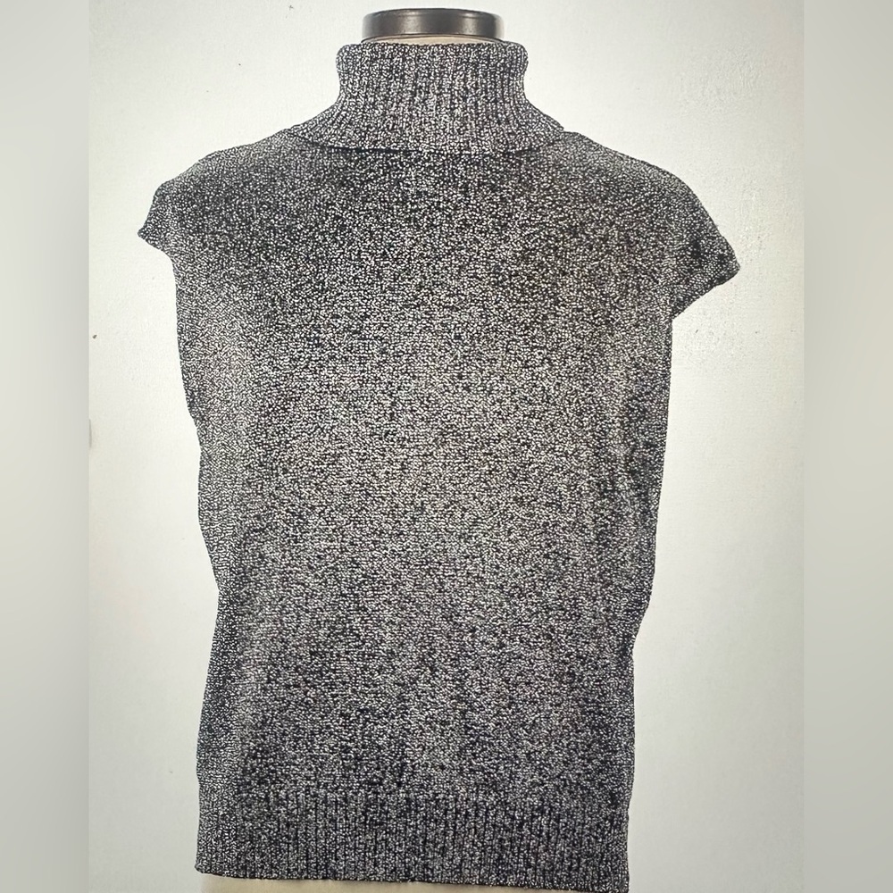 Clifford and Wills Vintage Sleeveless Turtleneck Black and Silver Size Large